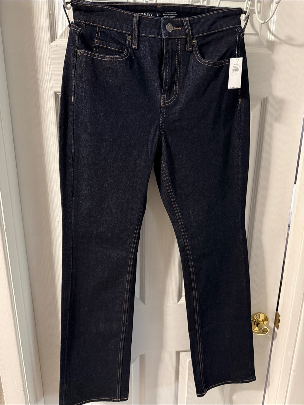 Old Navy Women's Extra High-Rise Dark Indigo Baby Boot-Cut Leg Jeans Size 2